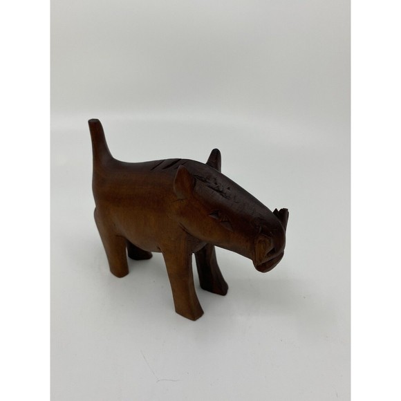 3 Wood Carved African Animals Primitive Unique Warthog Rhino Water Buffalo - Picture 3 of 12